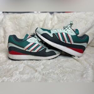 Adidas Ultra Tech Lace Up Men's Green Grey White Sneakers 9.5